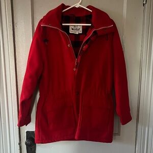 Woolrich Vibrant Red Buffalo Plaid Lined Parka Wm Large